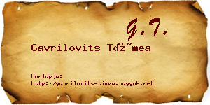 Gavrilovits Tímea névjegykártya